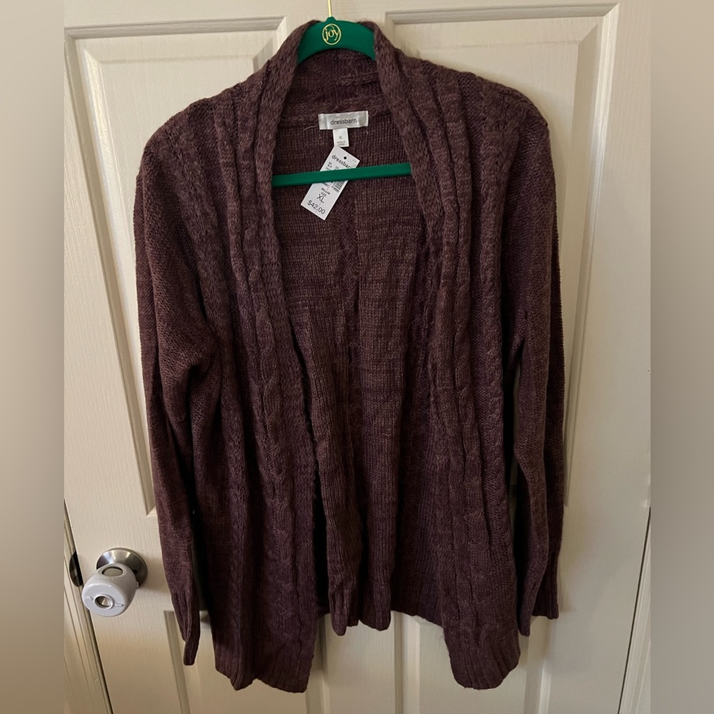 dressbarn Purple Open Front Cardigan